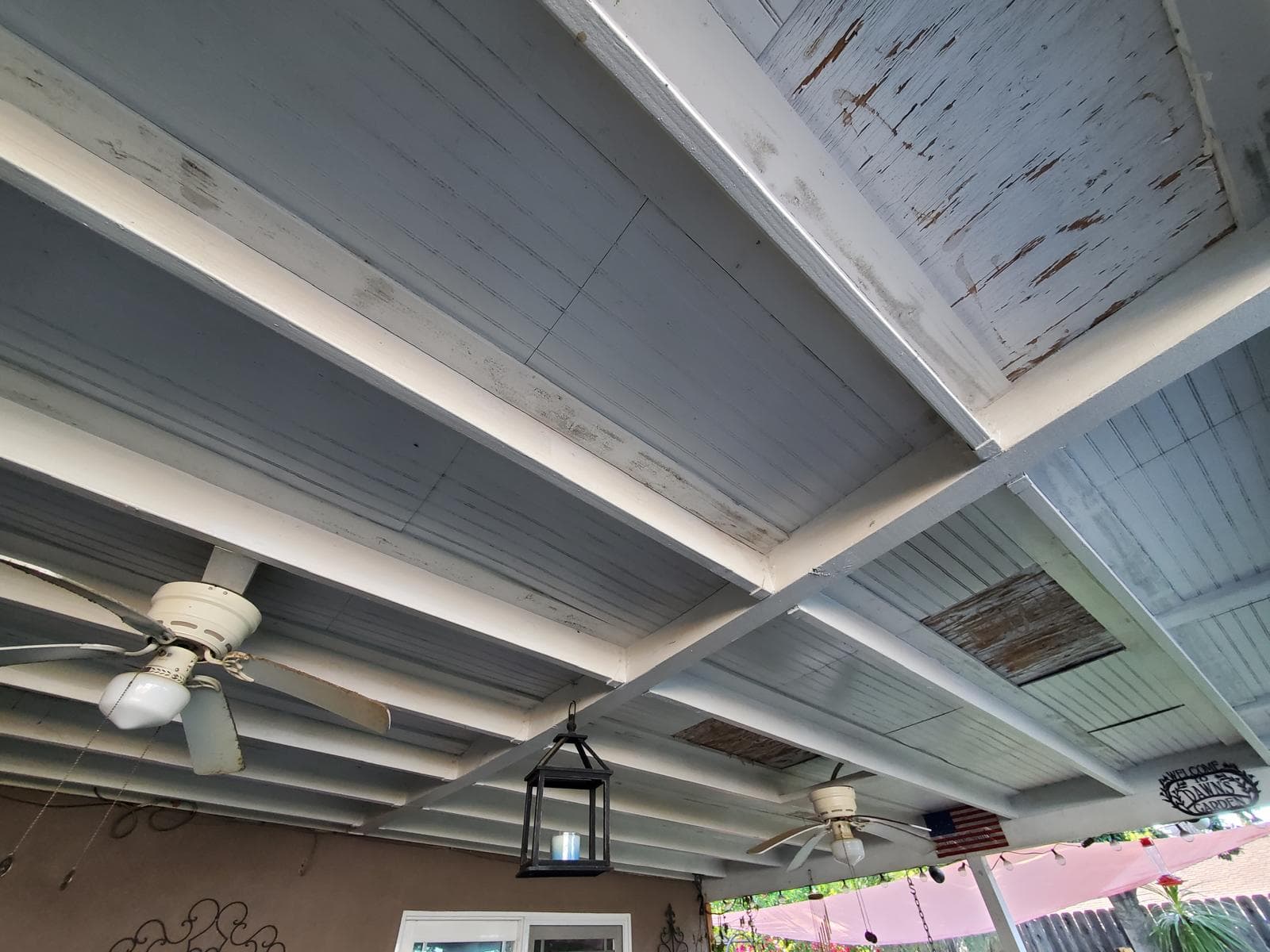 Deteriorated patio ceiling