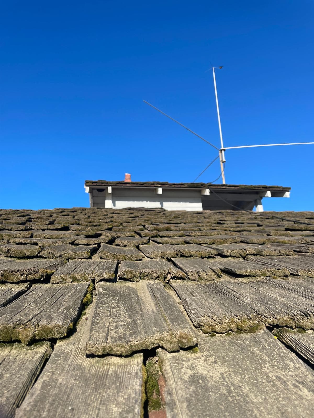 Deteriorated wood shingles